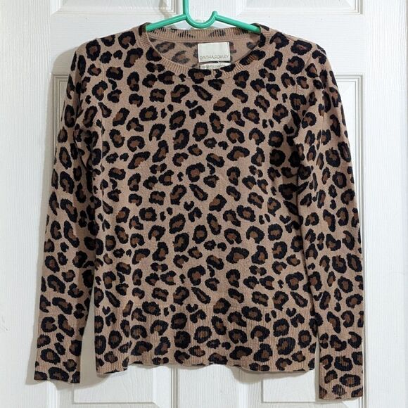 100% cashmere Cynthia Rowley sweater cheetah print XS - Picture 5 of 5